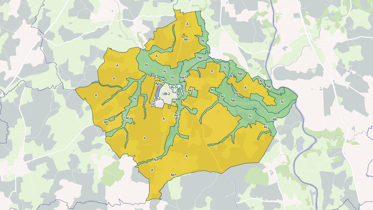 Aperçu cartographique de Nuillé-sur-Vicoin, centré sur la commune