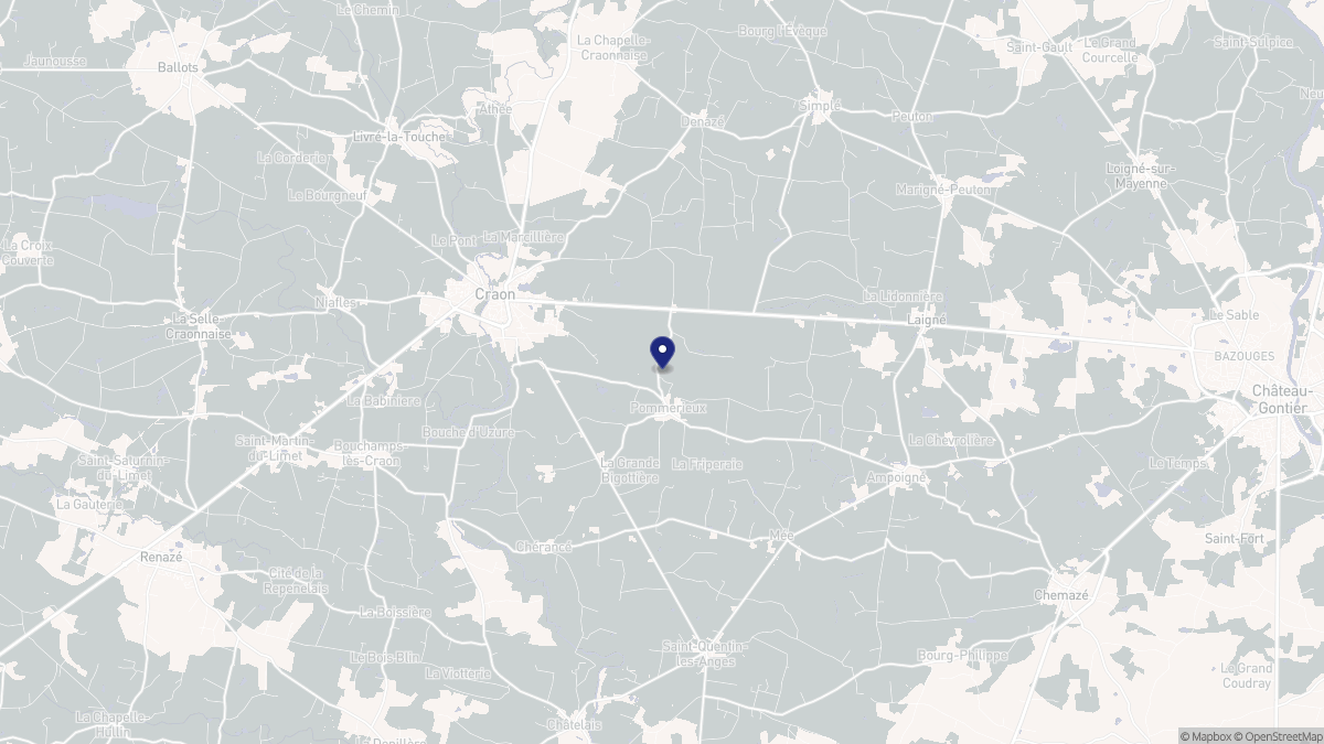 Aperçu cartographique de Pommerieux, centré sur la commune