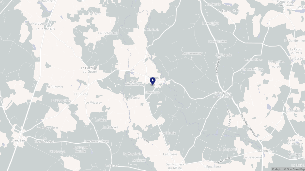 Aperçu cartographique de Pontmain, centré sur la commune