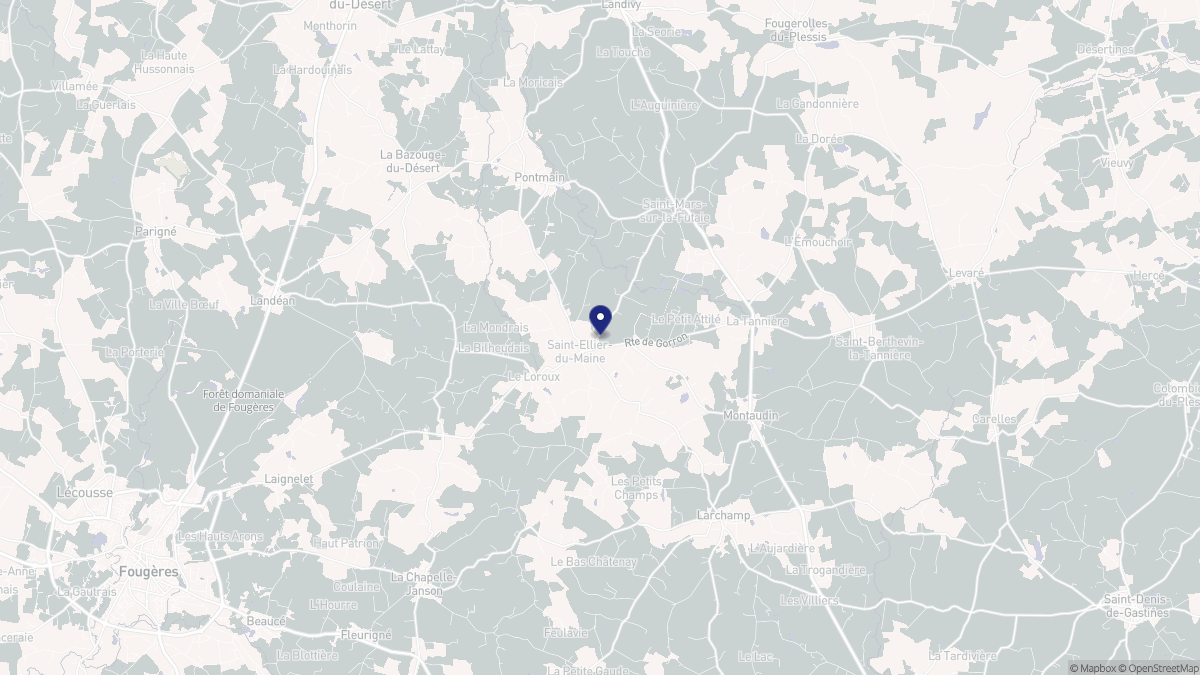 Aperçu cartographique de Saint-Ellier-du-Maine, centré sur la commune