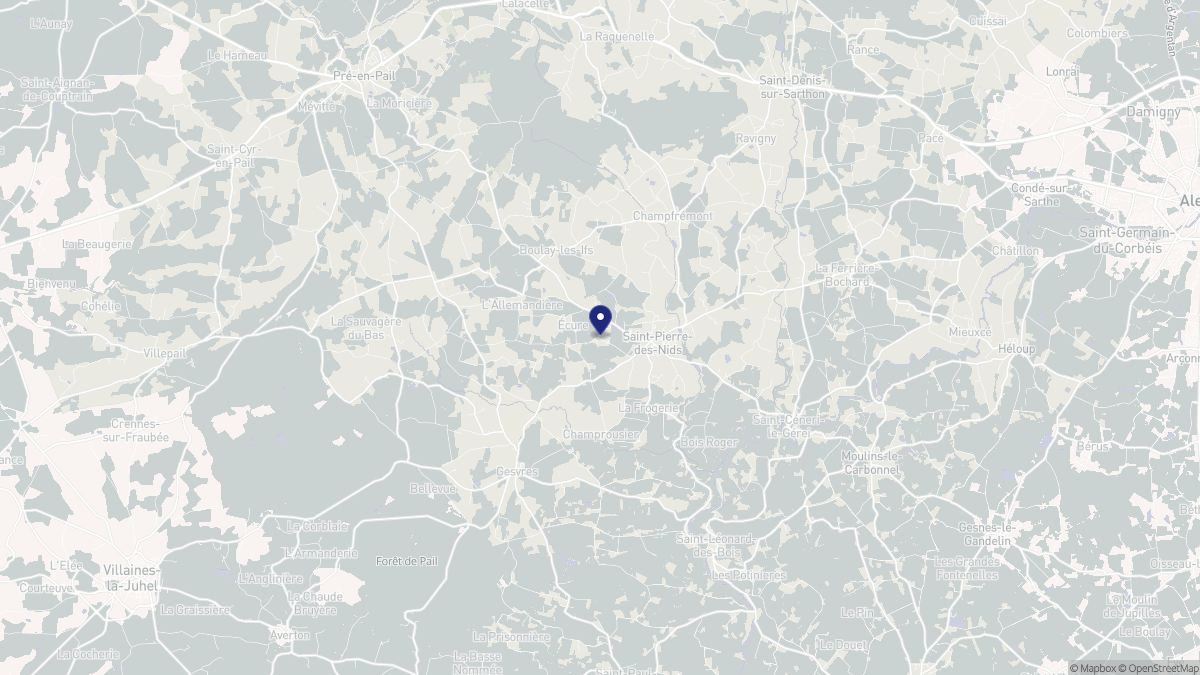 Aperçu cartographique de Saint-Pierre-des-Nids, centré sur la commune