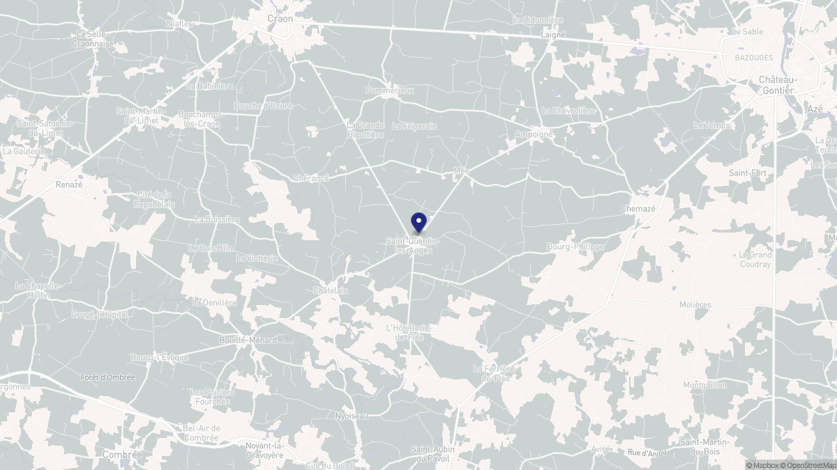 Aperçu cartographique de Saint-Quentin-les-Anges, centré sur la commune