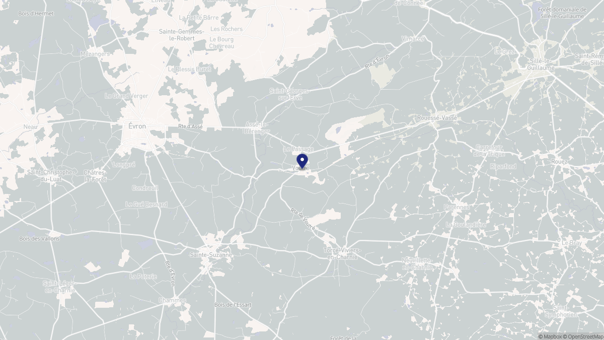 Aperçu cartographique de Voutré, centré sur la commune