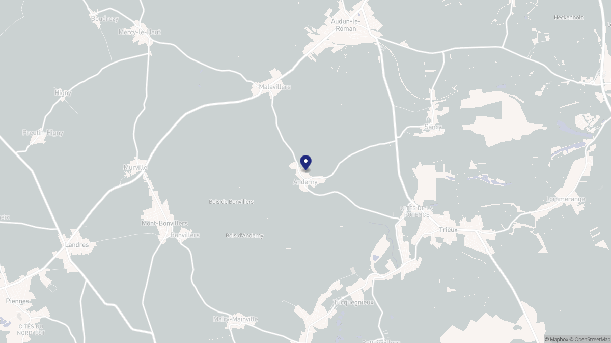 Aperçu cartographique de Anderny, centré sur la commune