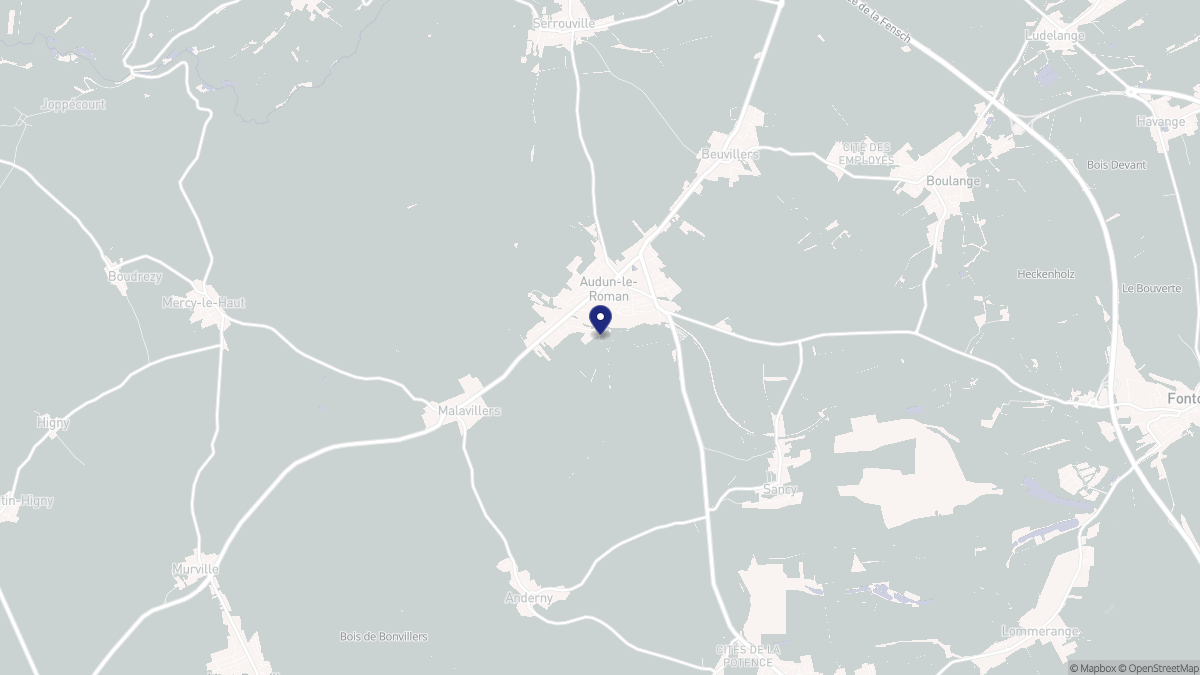 Aperçu cartographique de Audun-le-Roman, centré sur la commune