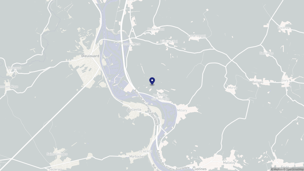 Aperçu cartographique de Autreville-sur-Moselle, centré sur la commune