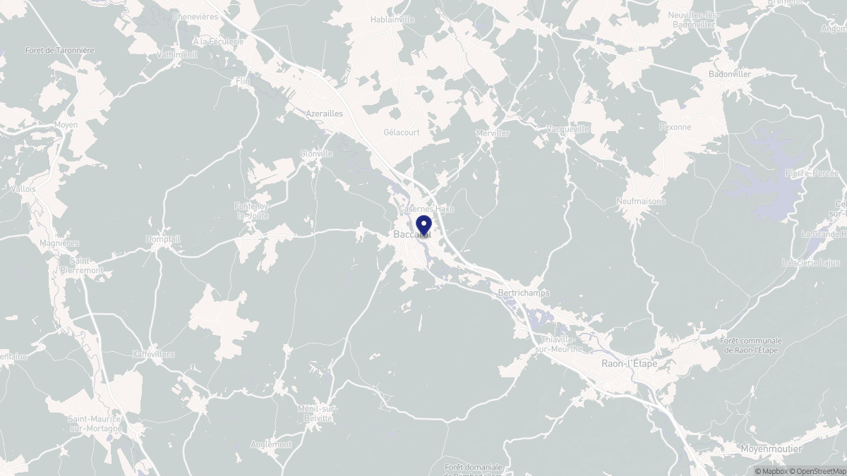 Aperçu cartographique de Baccarat, centré sur la commune