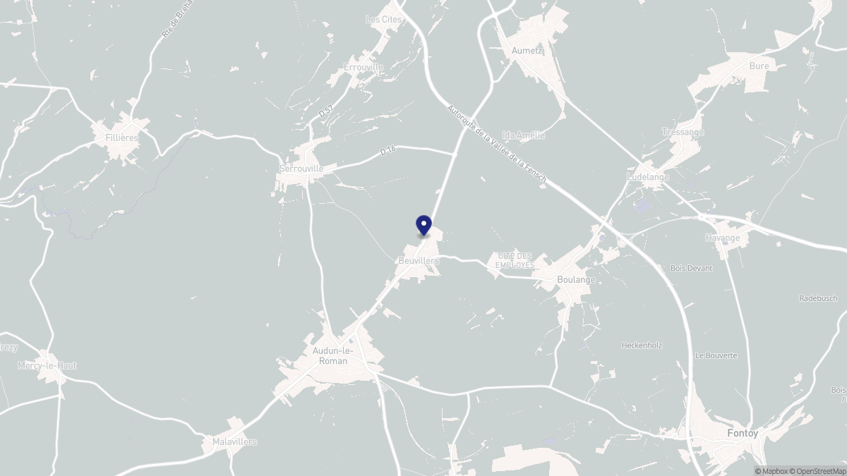Aperçu cartographique de Beuvillers, centré sur la commune