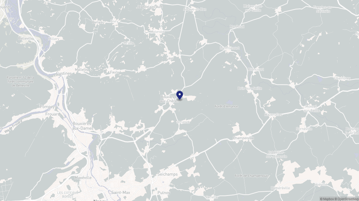 Aperçu cartographique de Bouxières-aux-Chênes, centré sur la commune