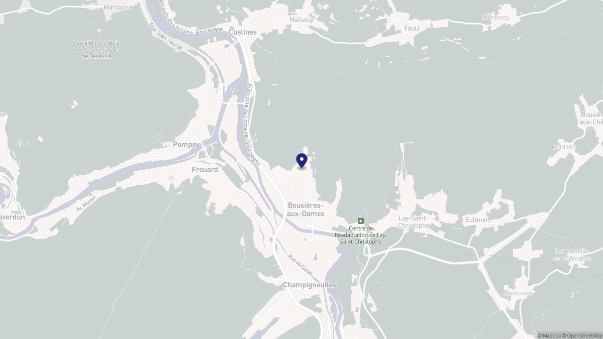 Aperçu cartographique de Bouxières-aux-Dames, centré sur la commune