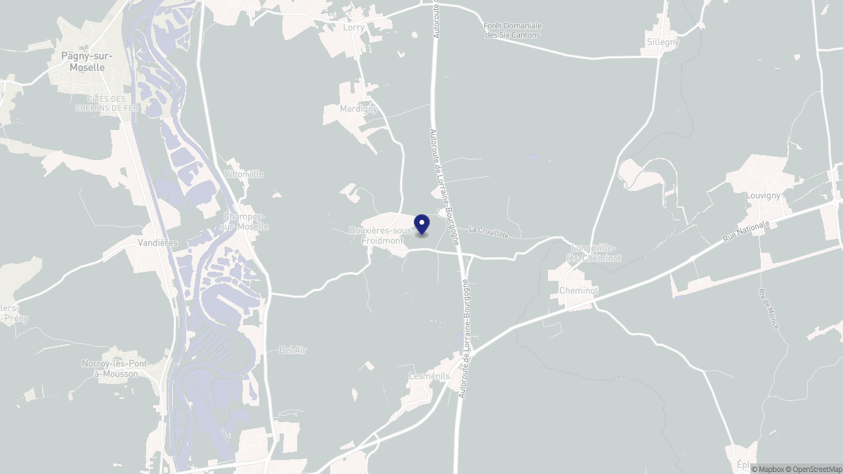 Aperçu cartographique de Bouxières-sous-Froidmont, centré sur la commune