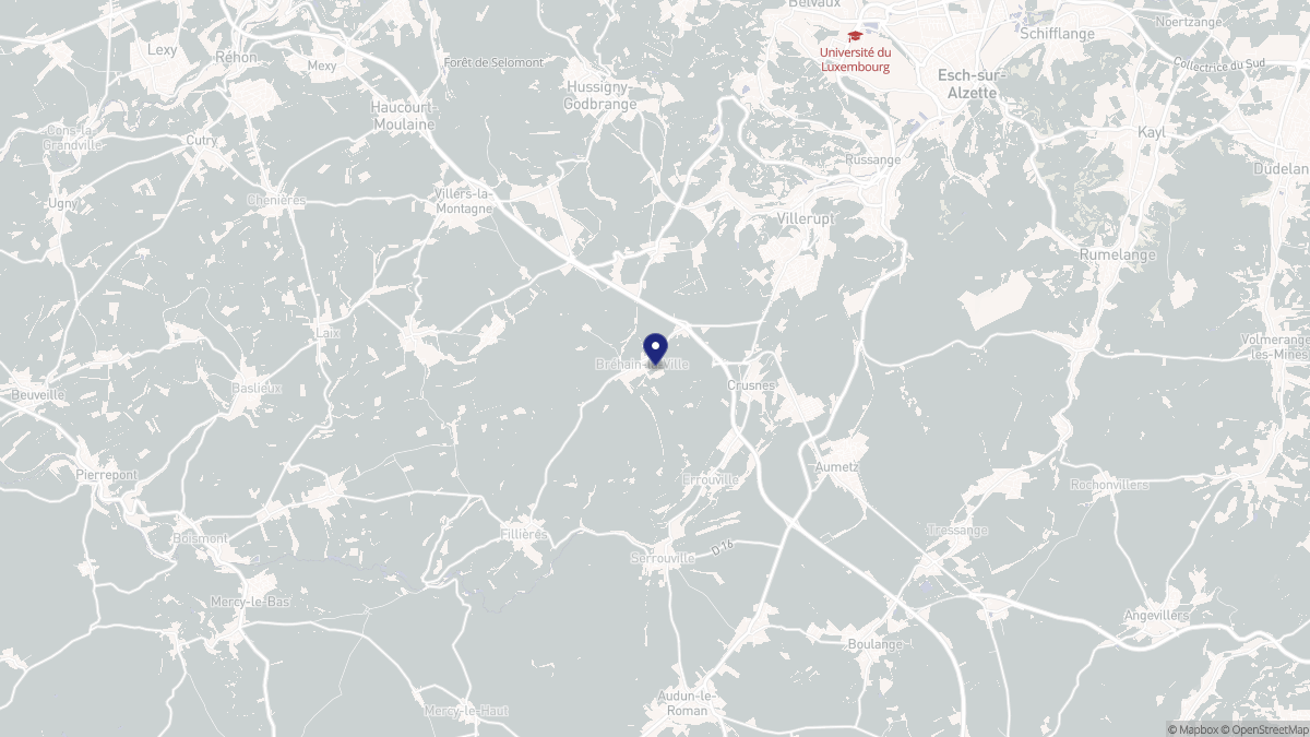 Aperçu cartographique de Bréhain-la-Ville, centré sur la commune