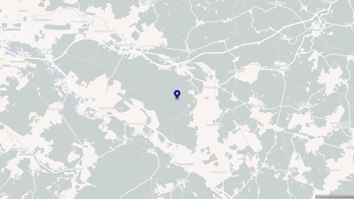 Aperçu cartographique de Buriville, centré sur la commune