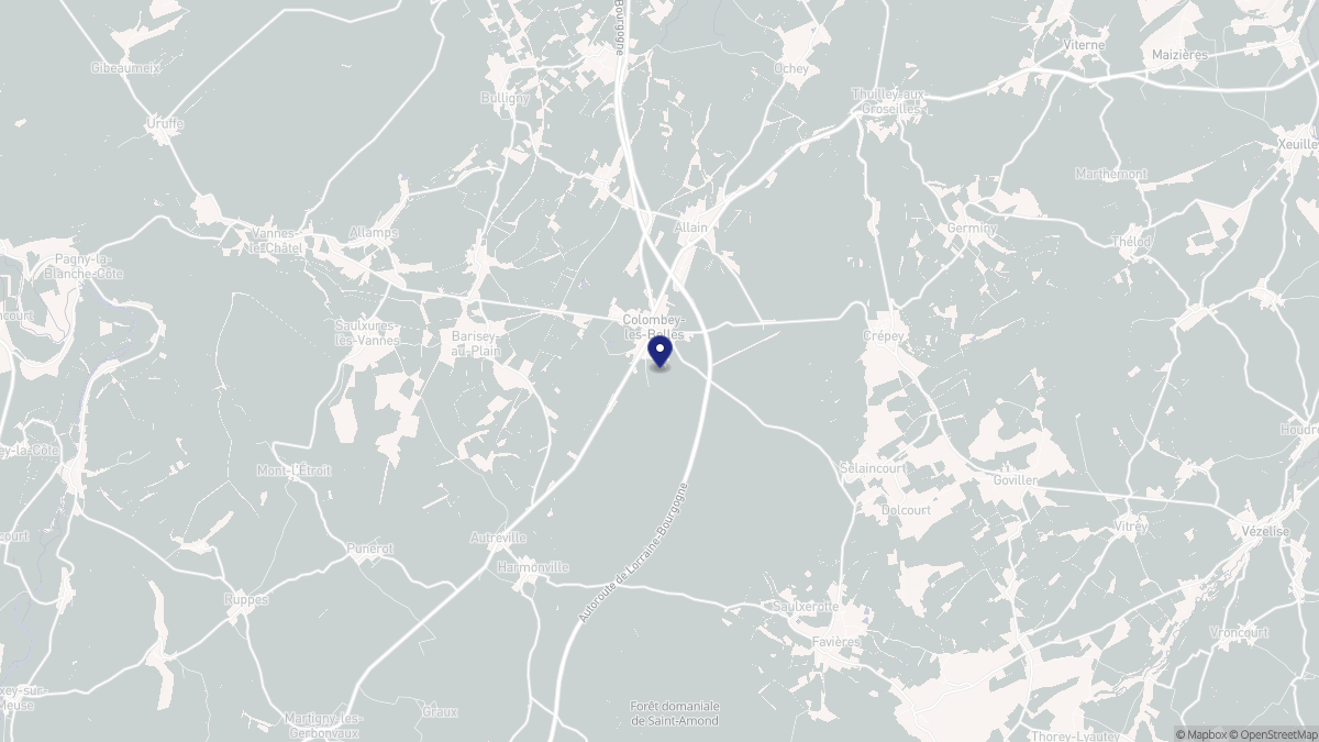 Aperçu cartographique de Colombey-les-Belles, centré sur la commune