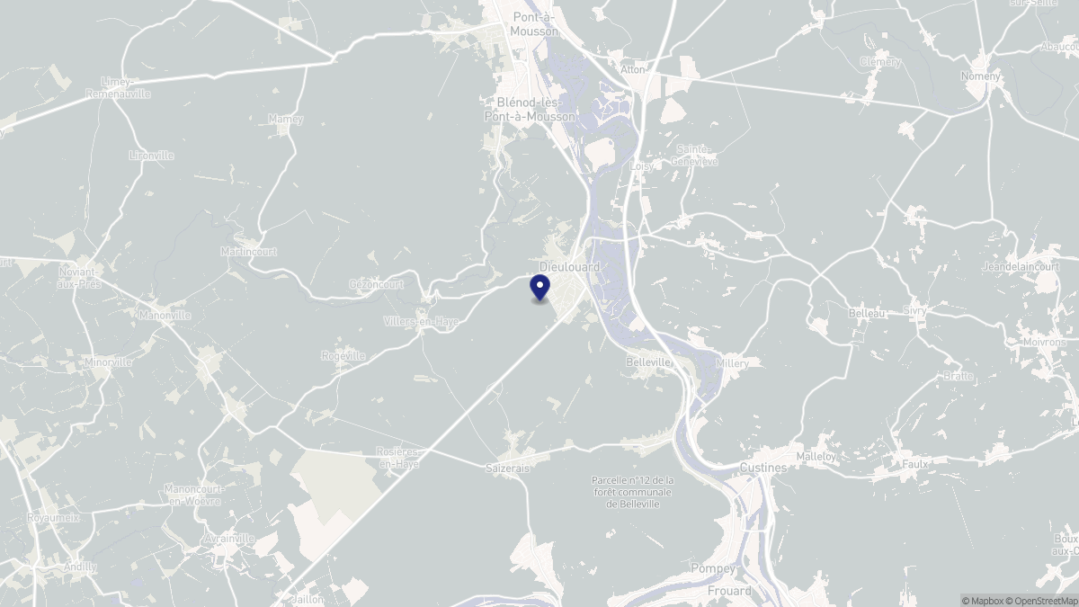 Aperçu cartographique de Dieulouard, centré sur la commune