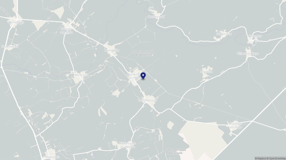 Aperçu cartographique de Domèvre-en-Haye, centré sur la commune