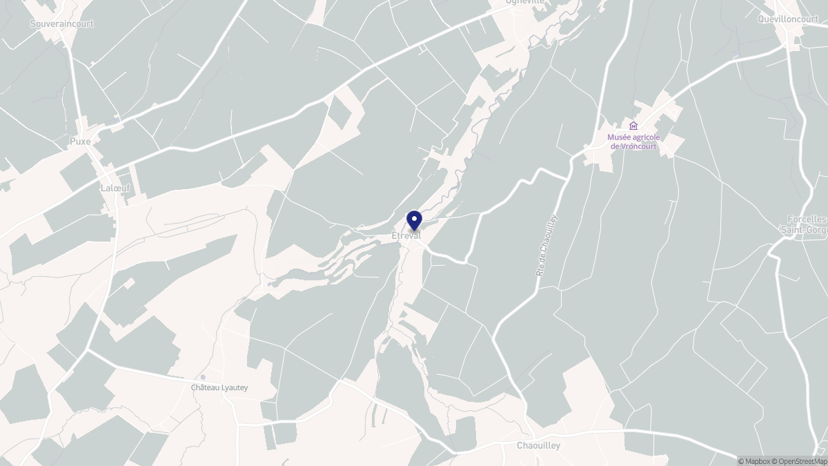 Aperçu cartographique de Étreval, centré sur la commune