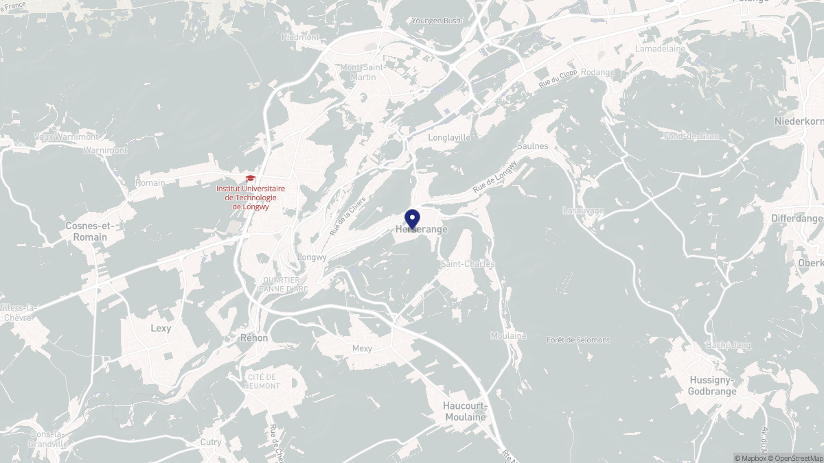 Aperçu cartographique de Herserange, centré sur la commune