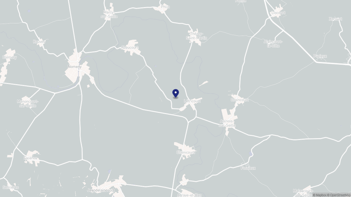 Aperçu cartographique de Létricourt, centré sur la commune