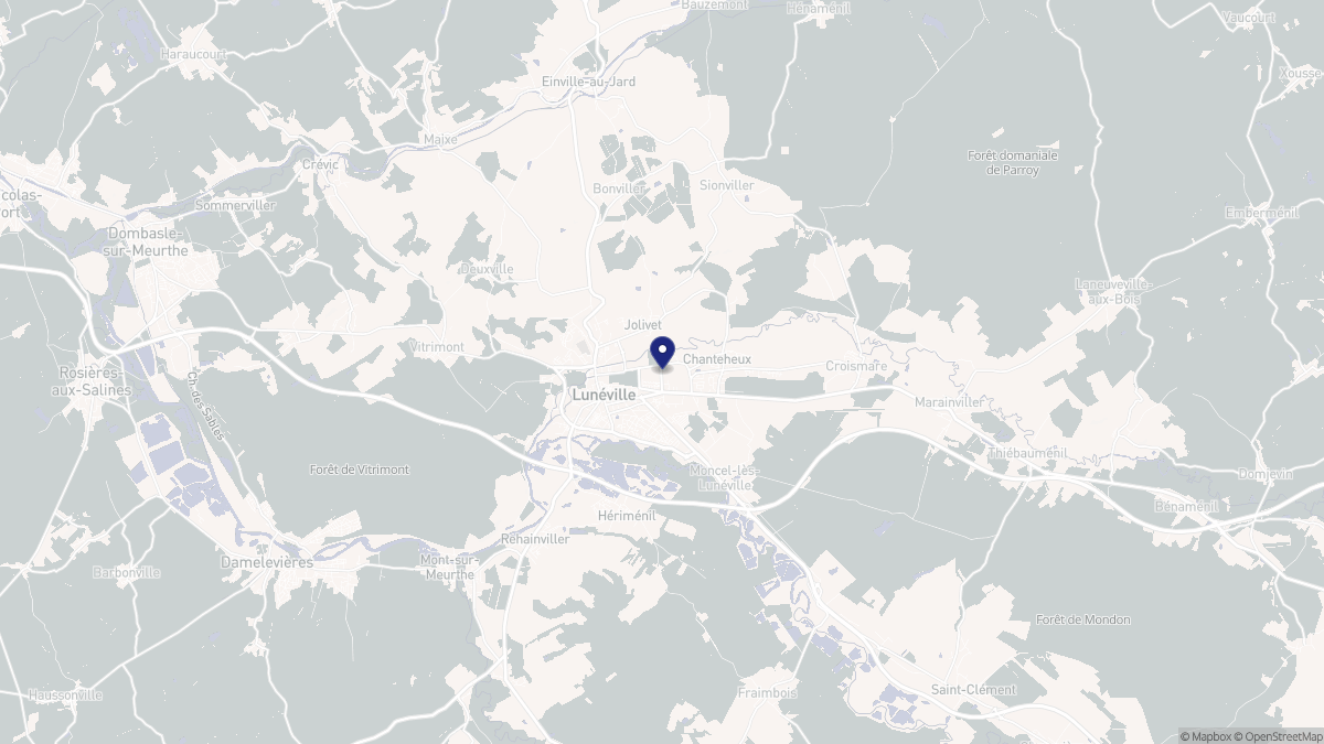 Aperçu cartographique de Lunéville, centré sur la commune
