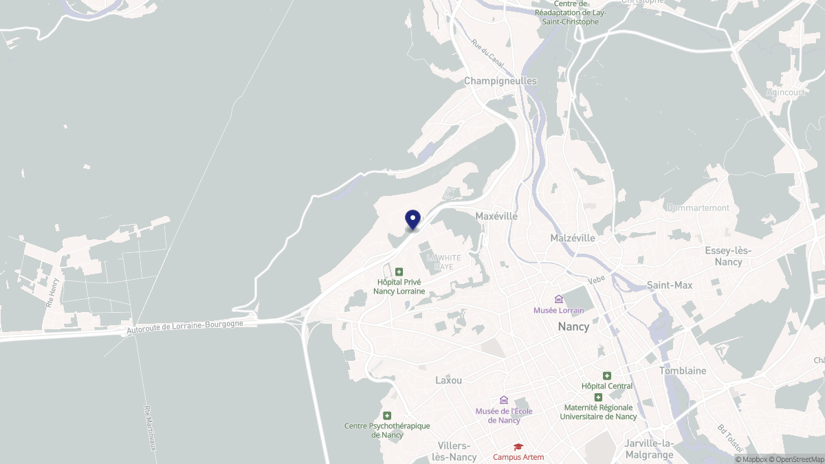Aperçu cartographique de Maxéville, centré sur la commune