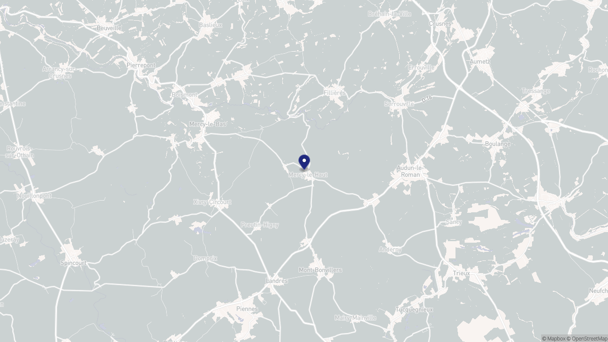 Aperçu cartographique de Mercy-le-Haut, centré sur la commune