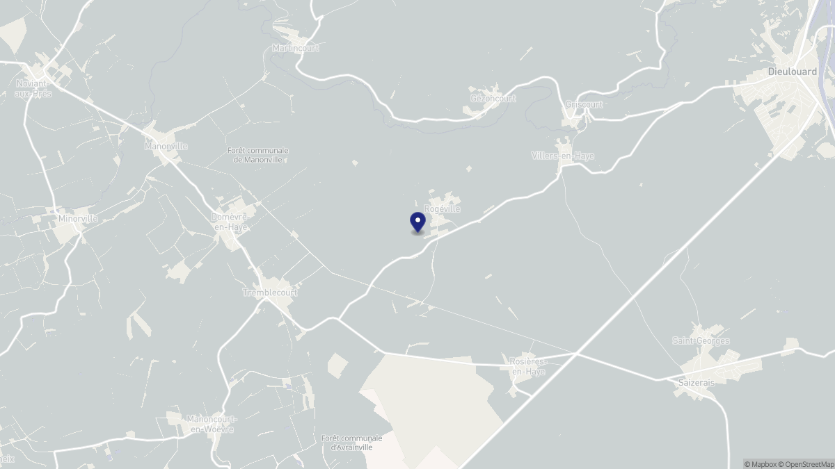 Aperçu cartographique de Rogéville, centré sur la commune