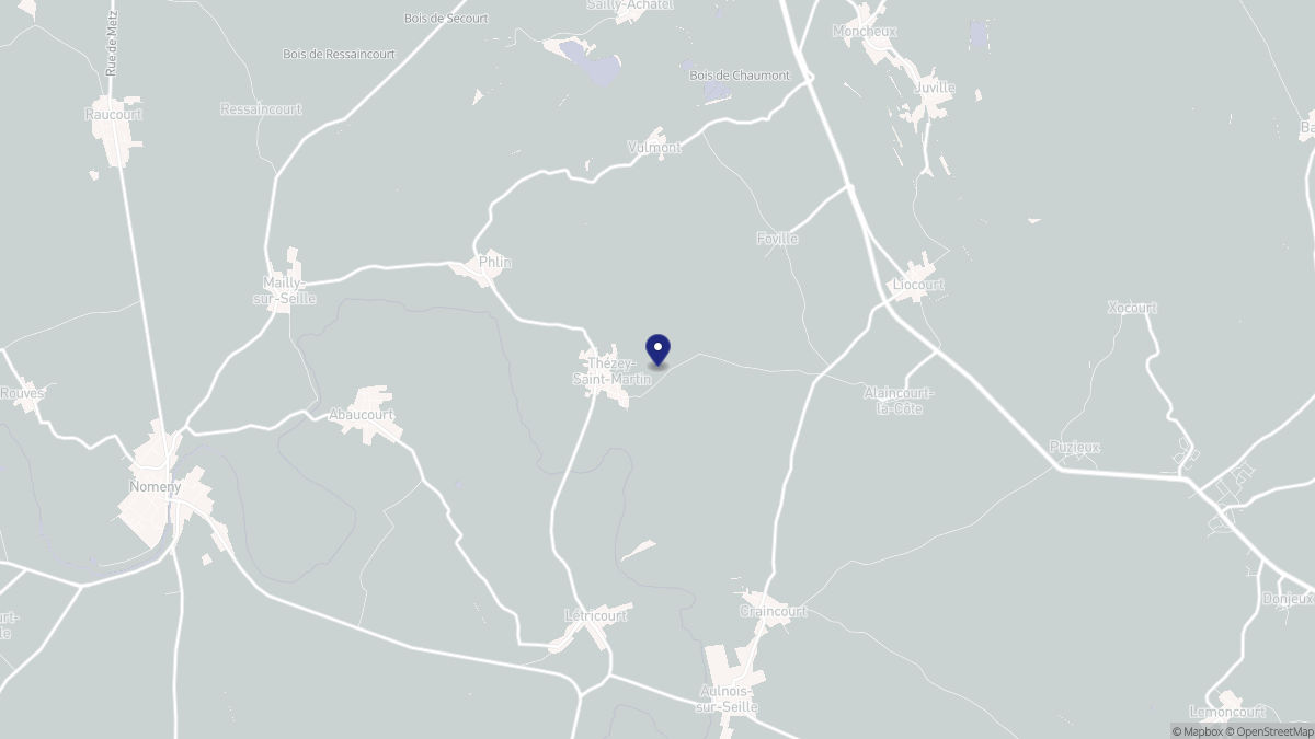 Aperçu cartographique de Thézey-Saint-Martin, centré sur la commune