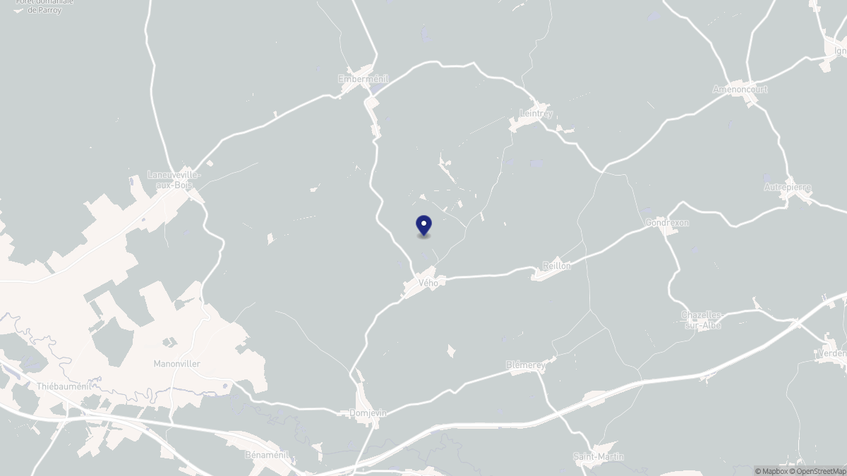 Aperçu cartographique de Vého, centré sur la commune