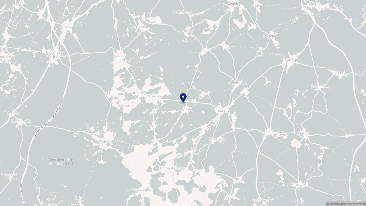 Aperçu cartographique de Vitrey, centré sur la commune