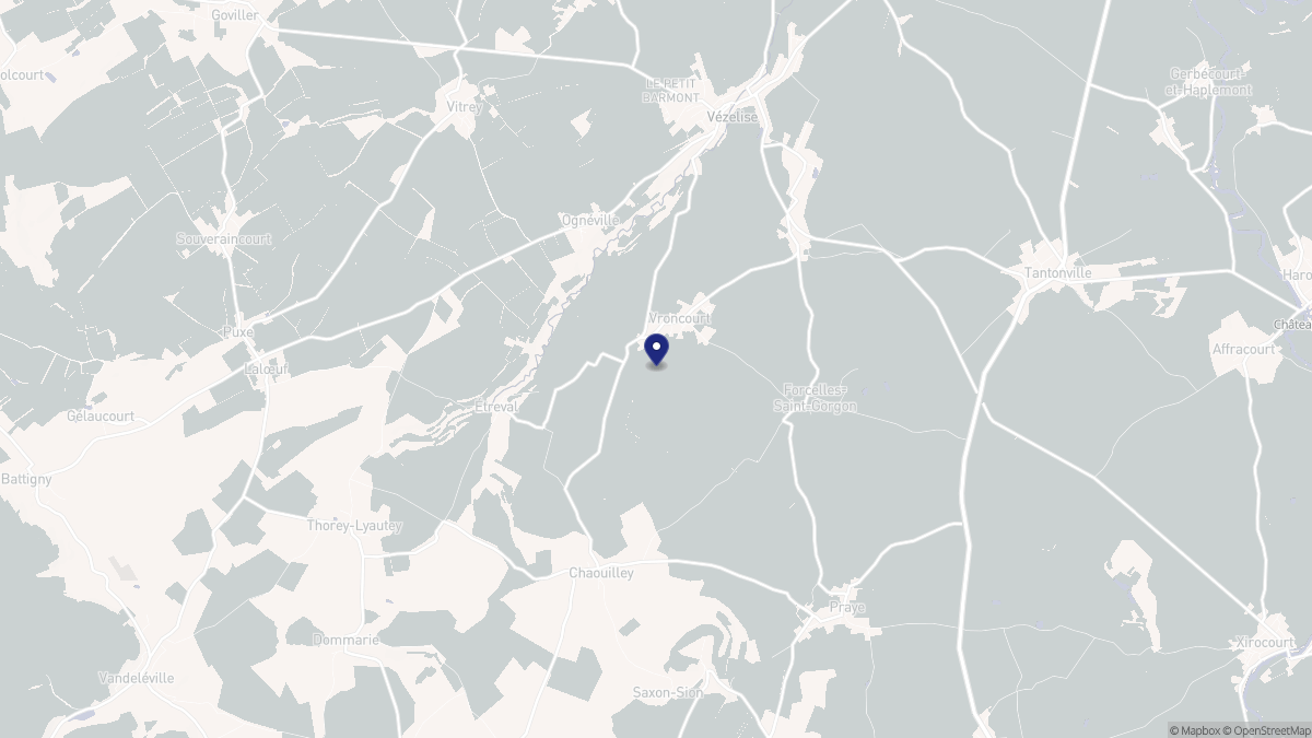 Aperçu cartographique de Vroncourt, centré sur la commune