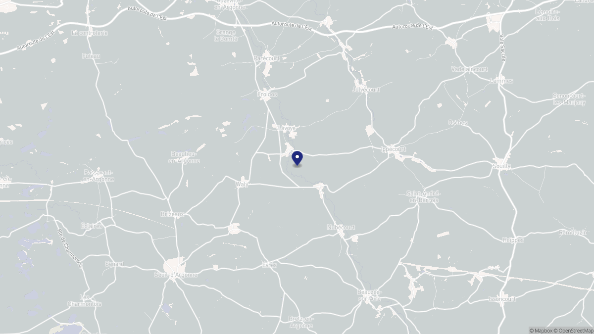 Aperçu cartographique de Autrécourt-sur-Aire, centré sur la commune