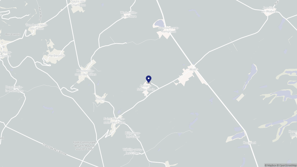 Aperçu cartographique de Avillers-Sainte-Croix, centré sur la commune