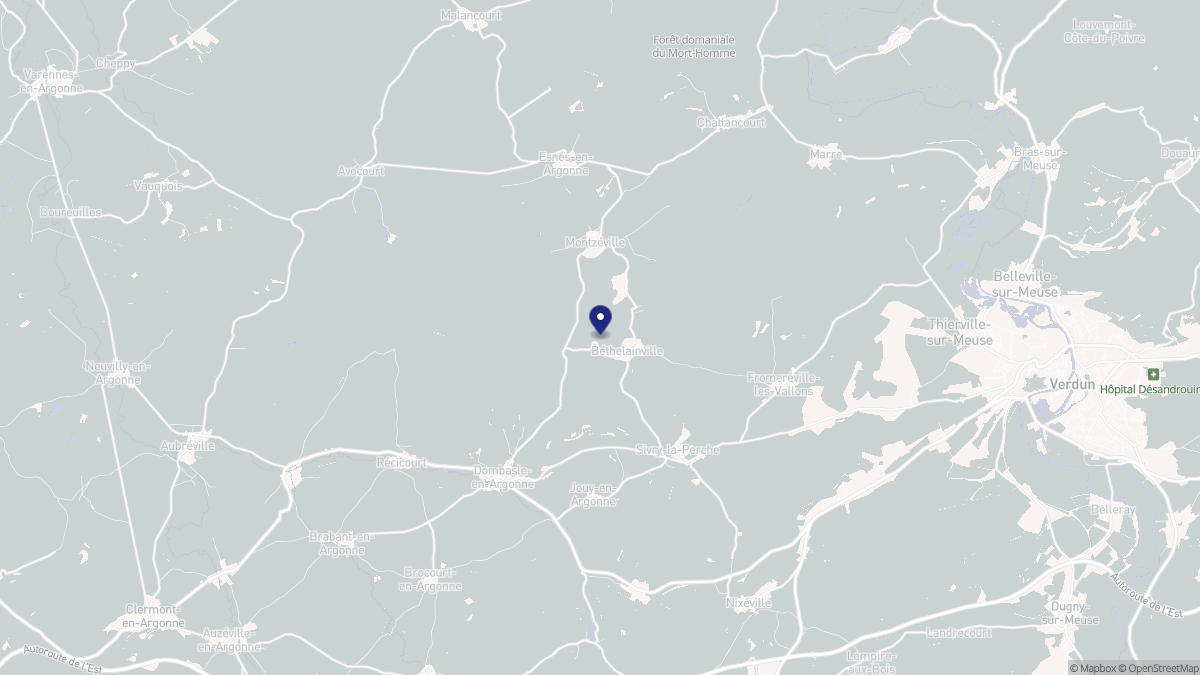 Aperçu cartographique de Béthelainville, centré sur la commune