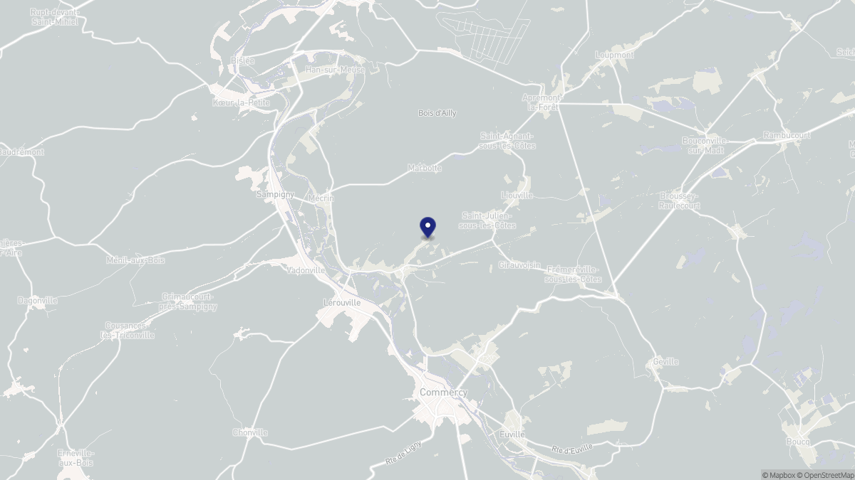 Aperçu cartographique de Boncourt-sur-Meuse, centré sur la commune