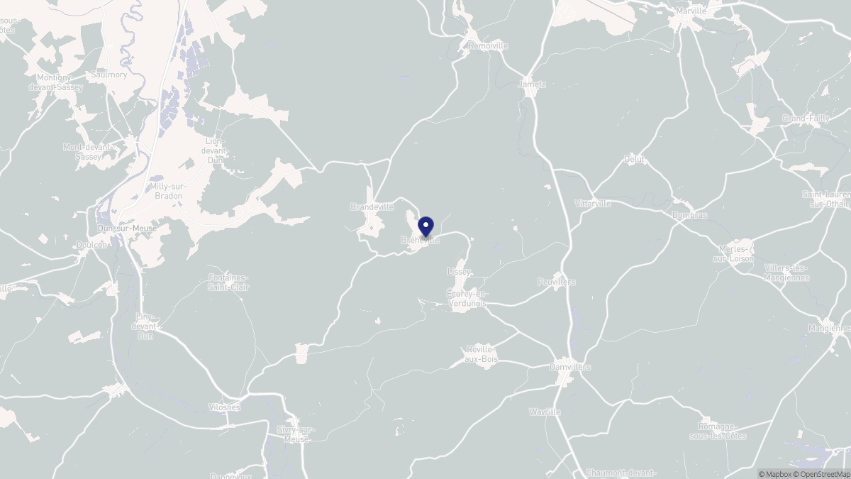 Aperçu cartographique de Bréhéville, centré sur la commune