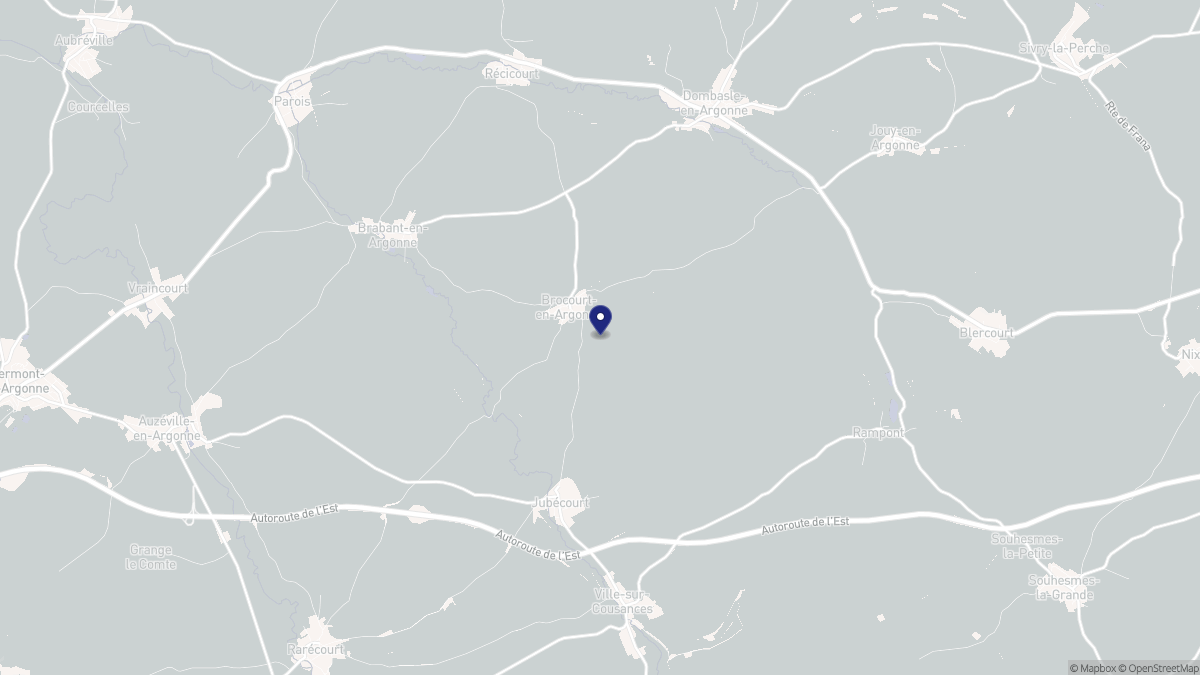 Aperçu cartographique de Brocourt-en-Argonne, centré sur la commune