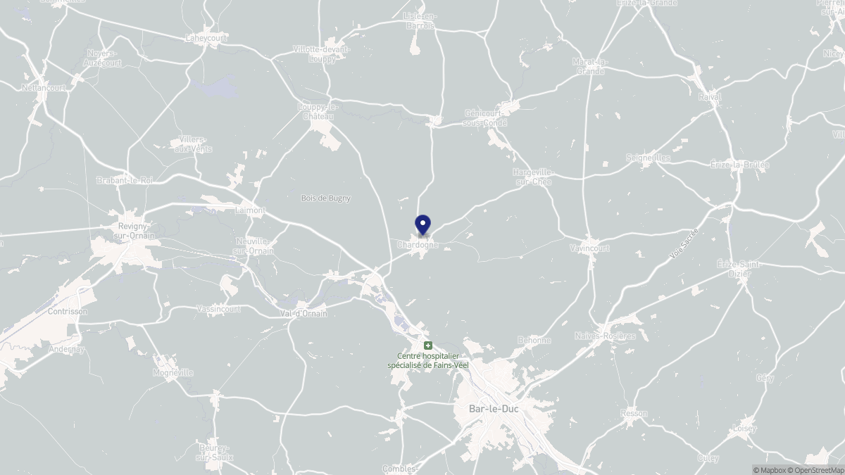Aperçu cartographique de Chardogne, centré sur la commune