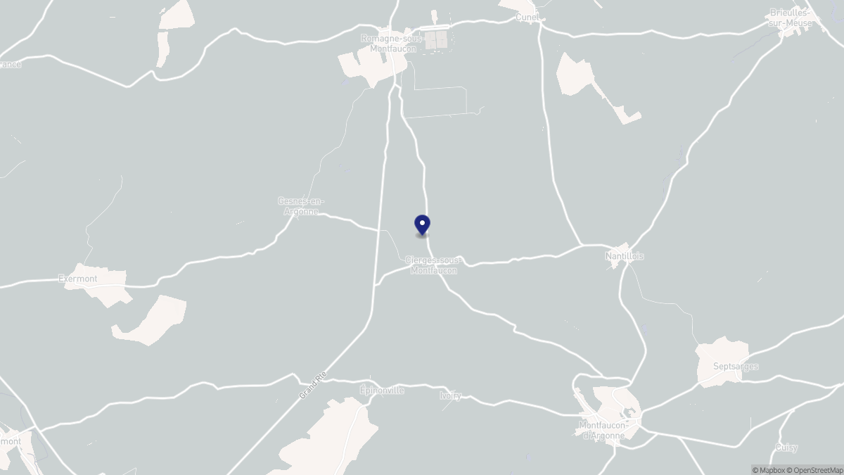 Aperçu cartographique de Cierges-sous-Montfaucon, centré sur la commune