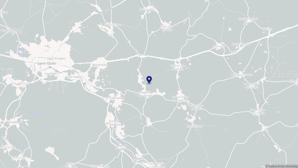 Aperçu cartographique de Cousances-les-Forges, centré sur la commune
