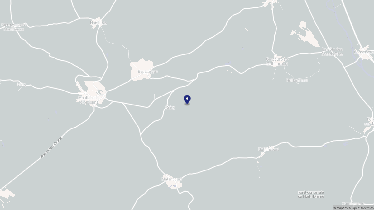 Aperçu cartographique de Cuisy, centré sur la commune