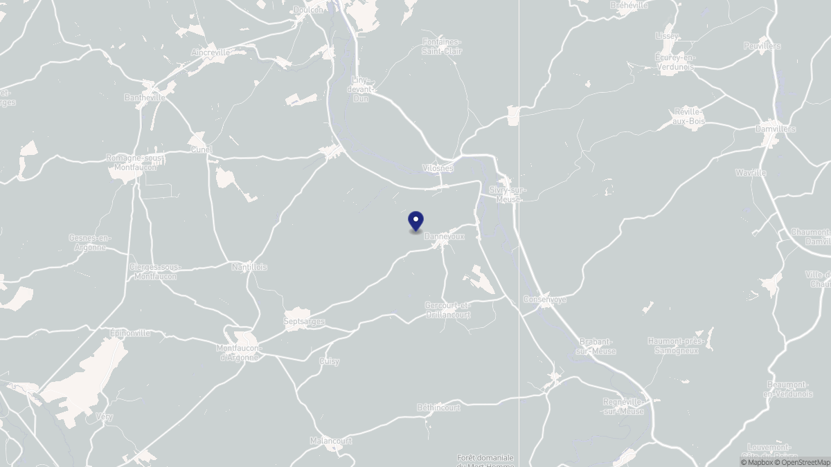 Aperçu cartographique de Dannevoux, centré sur la commune