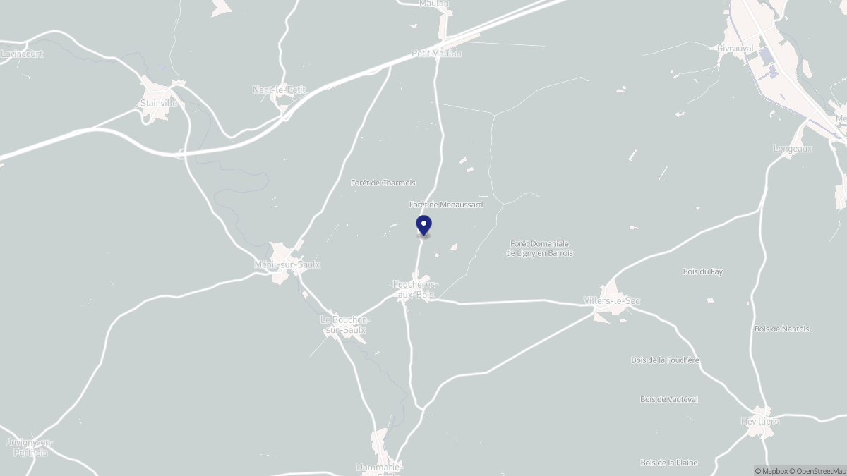Aperçu cartographique de Fouchères-aux-Bois, centré sur la commune