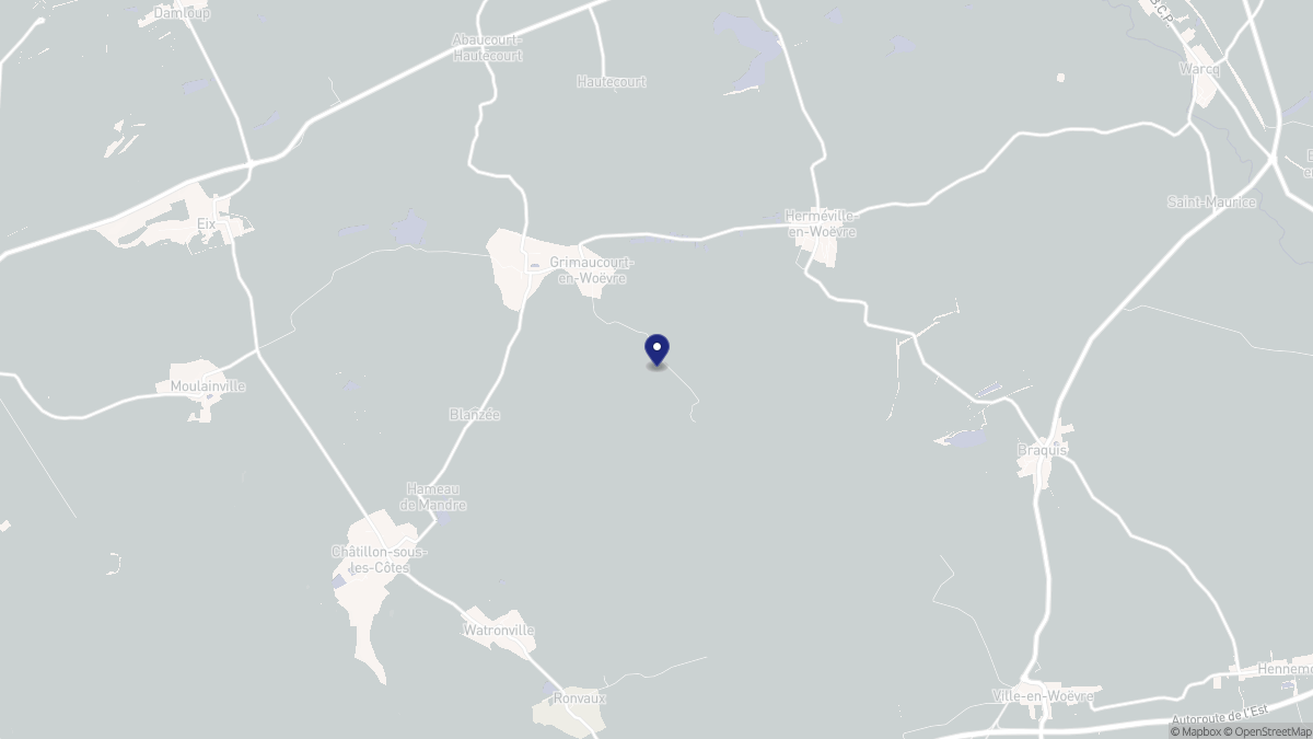 Aperçu cartographique de Grimaucourt-en-Woëvre, centré sur la commune