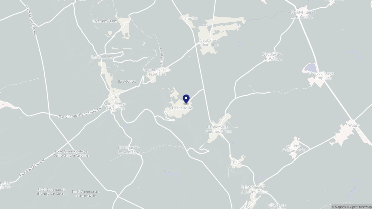 Aperçu cartographique de Herbeuville, centré sur la commune