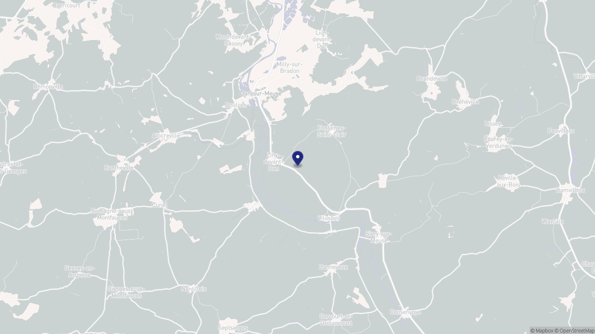Aperçu cartographique de Liny-devant-Dun, centré sur la commune