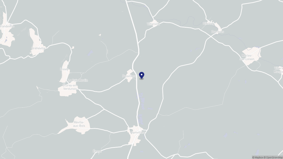 Aperçu cartographique de Peuvillers, centré sur la commune