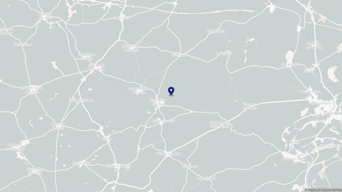 Aperçu cartographique de Pierrefitte-sur-Aire, centré sur la commune