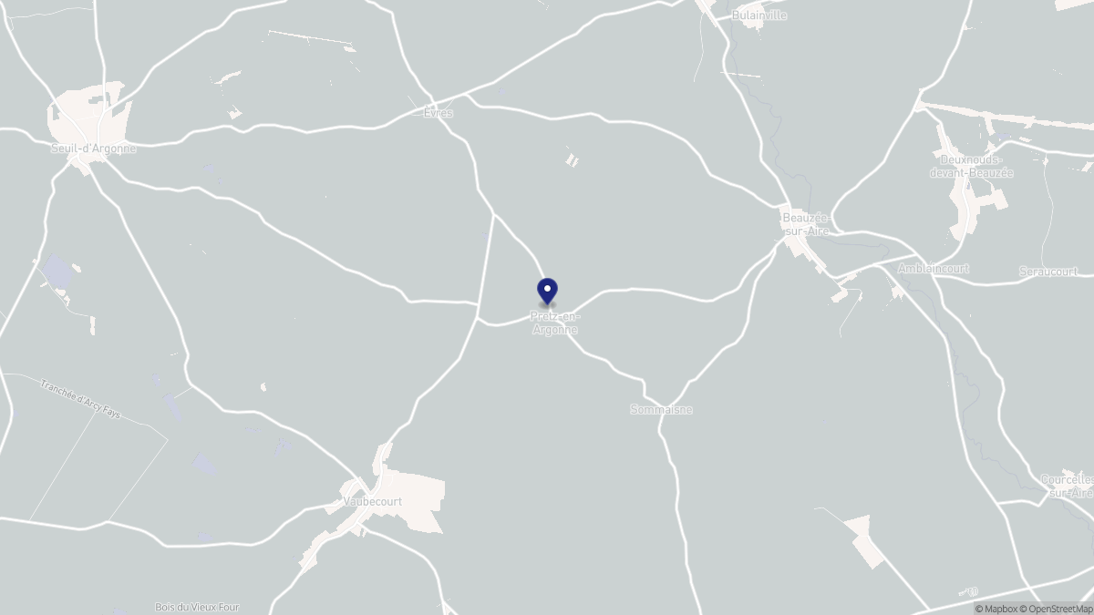 Aperçu cartographique de Pretz-en-Argonne, centré sur la commune
