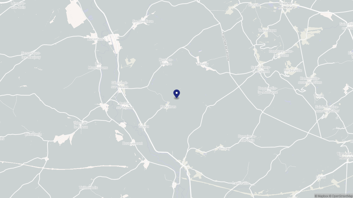 Aperçu cartographique de Ranzières, centré sur la commune